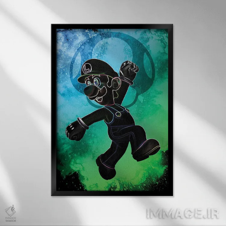 تابلو دکوراتیو روح لوله کش سبز اثر دانی آرت - نمای قابدار مشکی