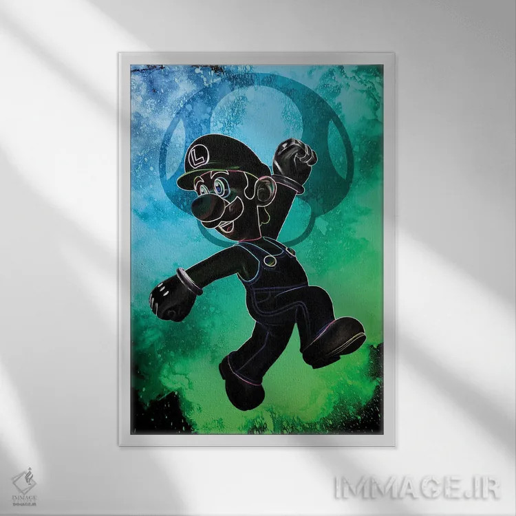 تابلو دکوراتیو روح لوله کش سبز اثر دانی آرت - نمای قابدار سفید