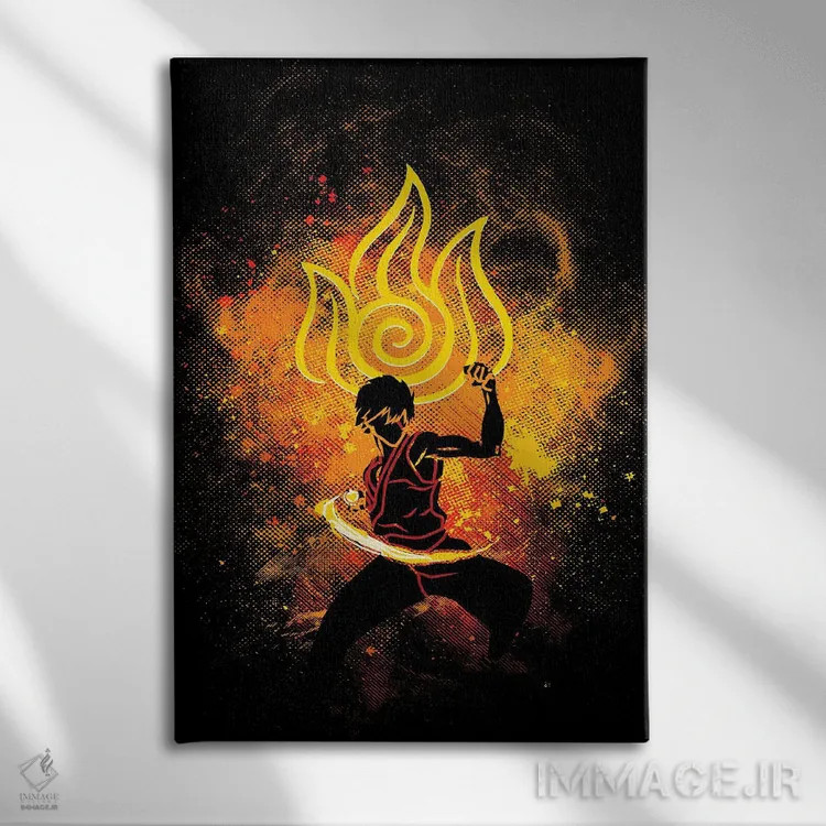 تابلو دکوراتیو هنر آتش اثر دانی آرت - نمای روبهرو روی دیوار