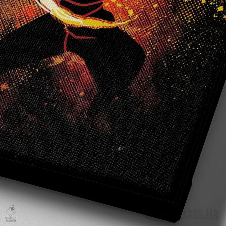 تابلو دکوراتیو هنر آتش اثر دانی آرت - نمای نزدیک بافت بوم