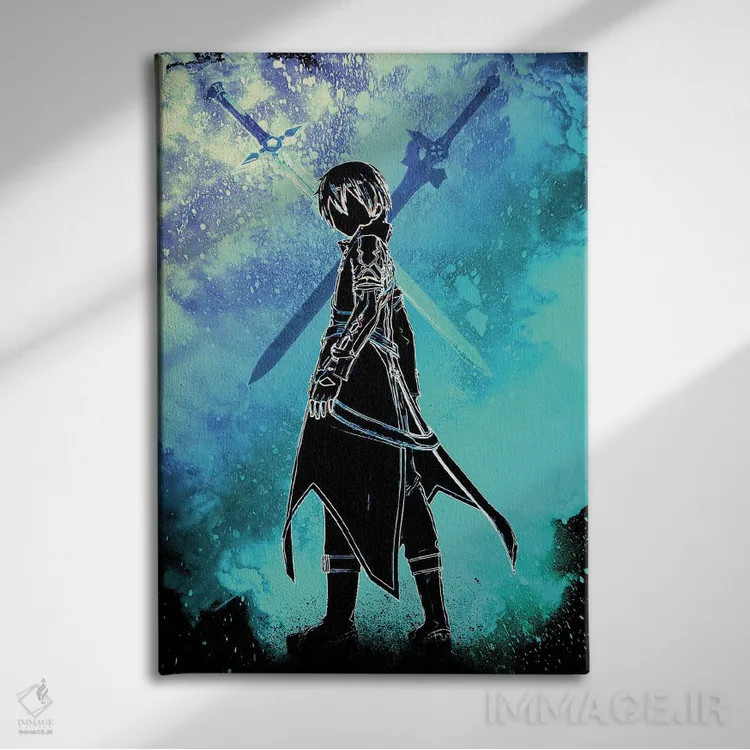 تابلو دکوراتیو روح شمشیرباز سیاه اثر دانی آرت - نمای روبهرو روی دیوار