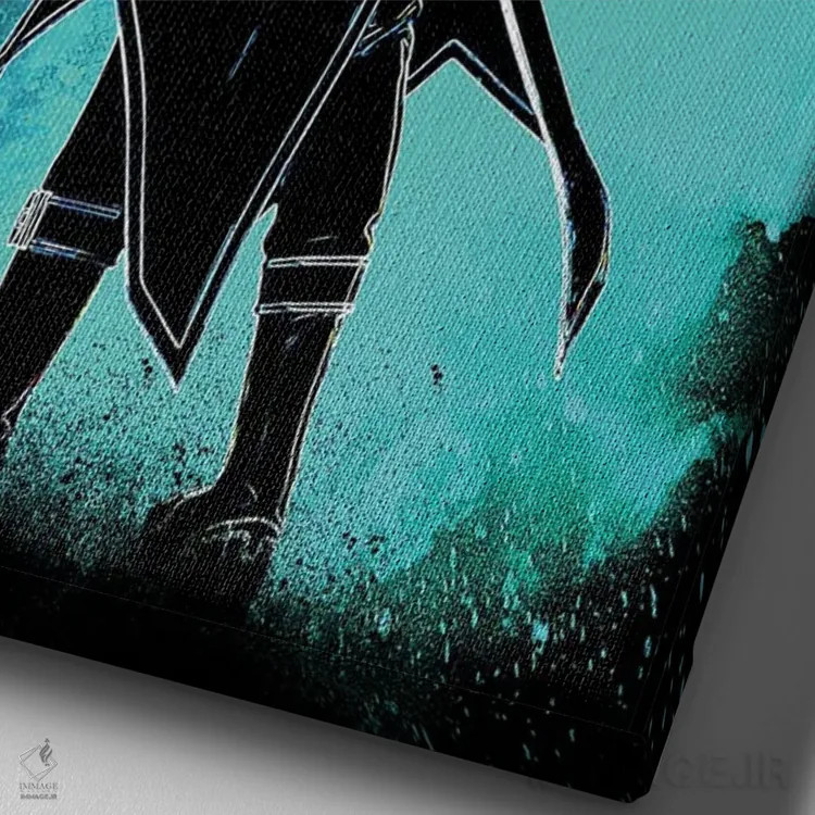 تابلو دکوراتیو روح شمشیرباز سیاه اثر دانی آرت - نمای نزدیک بافت بوم