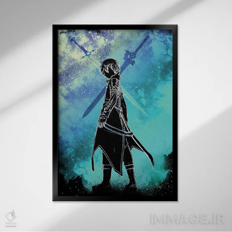 تابلو دکوراتیو روح شمشیرباز سیاه اثر دانی آرت - نمای قابدار مشکی