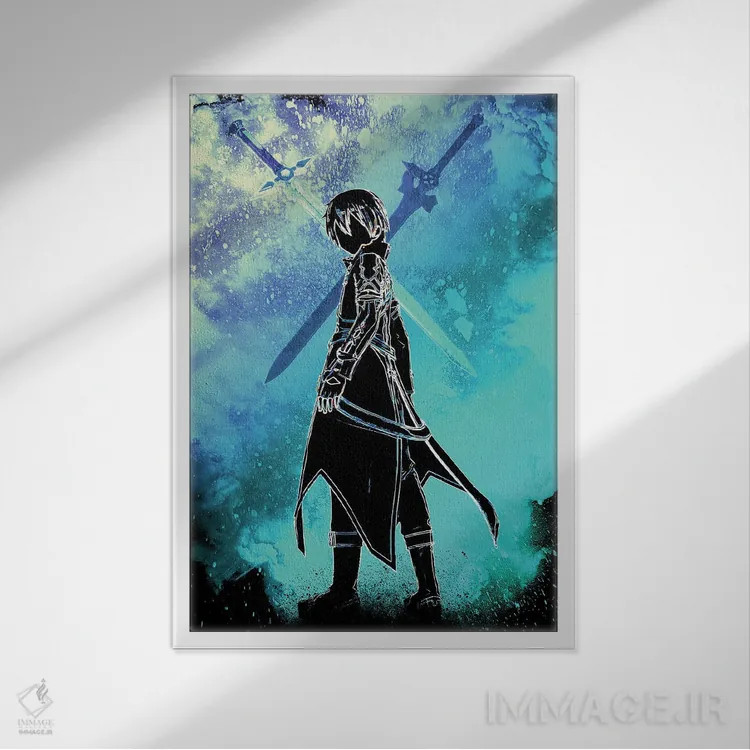 تابلو دکوراتیو روح شمشیرباز سیاه اثر دانی آرت - نمای قابدار سفید