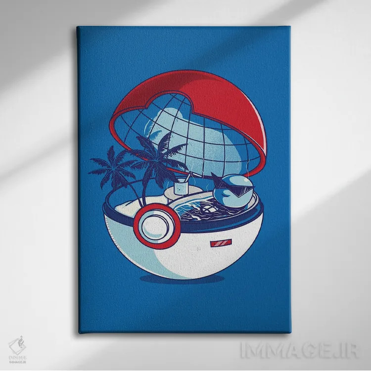 تابلو دکوراتیو خانه پوکه آبی اثر دانی آرت - نمای روبهرو روی دیوار