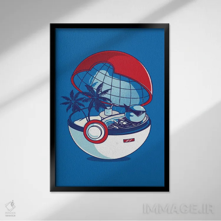 تابلو دکوراتیو خانه پوکه آبی اثر دانی آرت - نمای قابدار مشکی