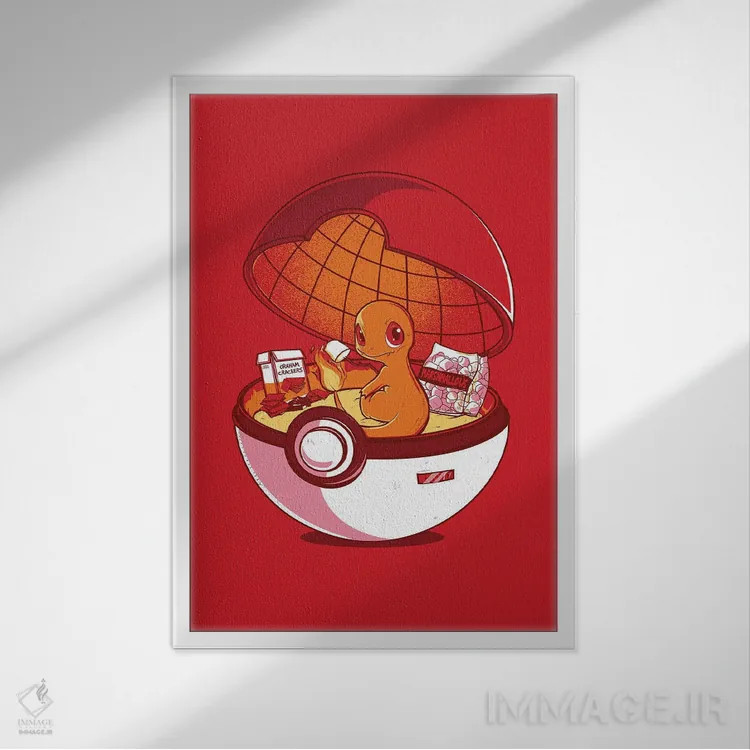 تابلو دکوراتیو خانه پوکه قرمز اثر دانی آرت - نمای قابدار سفید