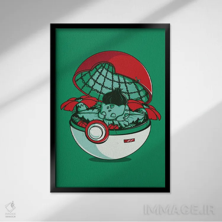 تابلو دکوراتیو خانه پوکه سبز اثر دانی آرت - نمای قابدار مشکی