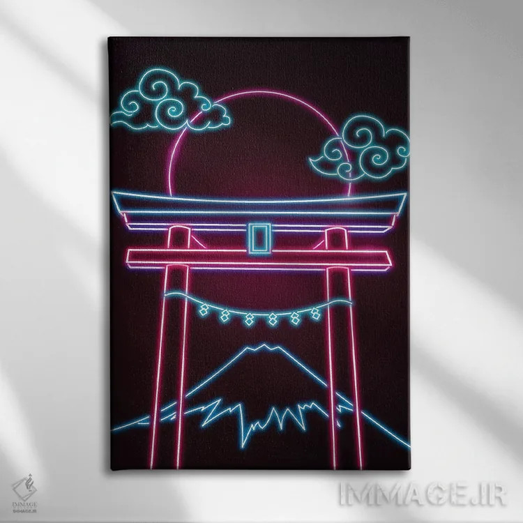 تابلو دکوراتیو توریی نئونی اثر دانی آرت - نمای روبهرو روی دیوار