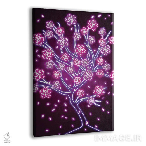 تابلو دکوراتیو ساکورای نئونی اثر دانی آرت - نمای پرسپکتیو محصول