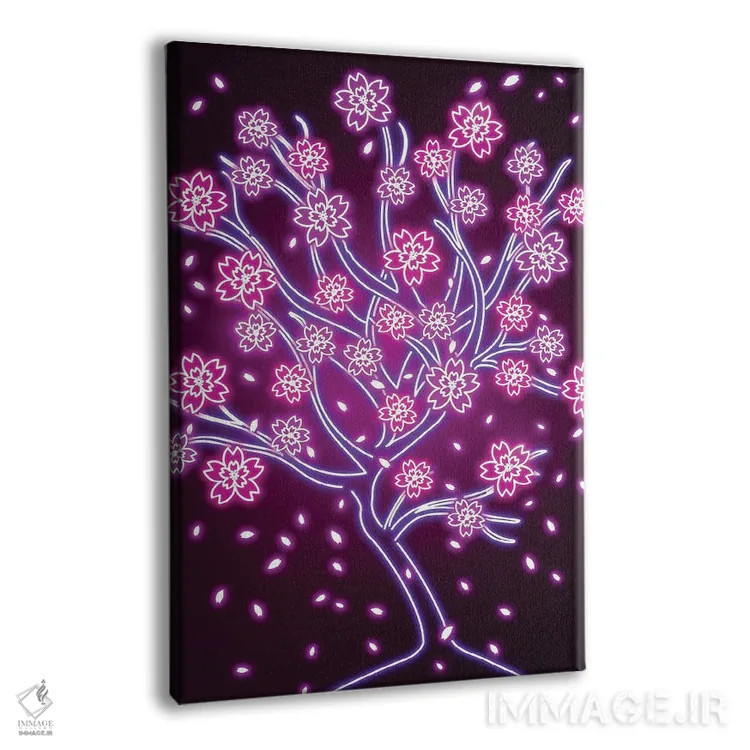 تابلو دکوراتیو ساکورای نئونی اثر دانی آرت - نمای پرسپکتیو محصول