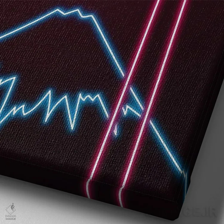 تابلو دکوراتیو توریی نئونی اثر دانی آرت - نمای نزدیک بافت بوم