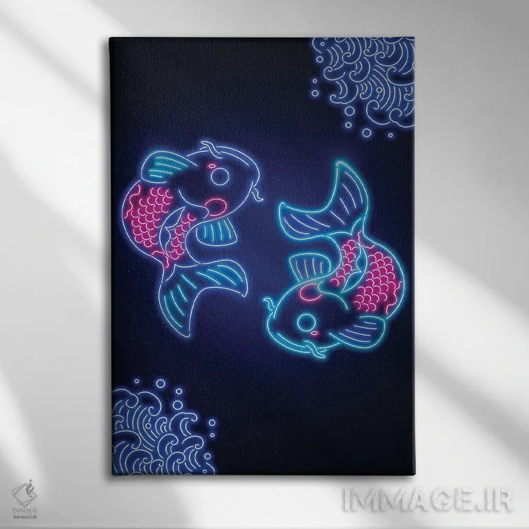 تابلو دکوراتیو کوی نئونی اثر دانی آرت - نمای روبهرو روی دیوار