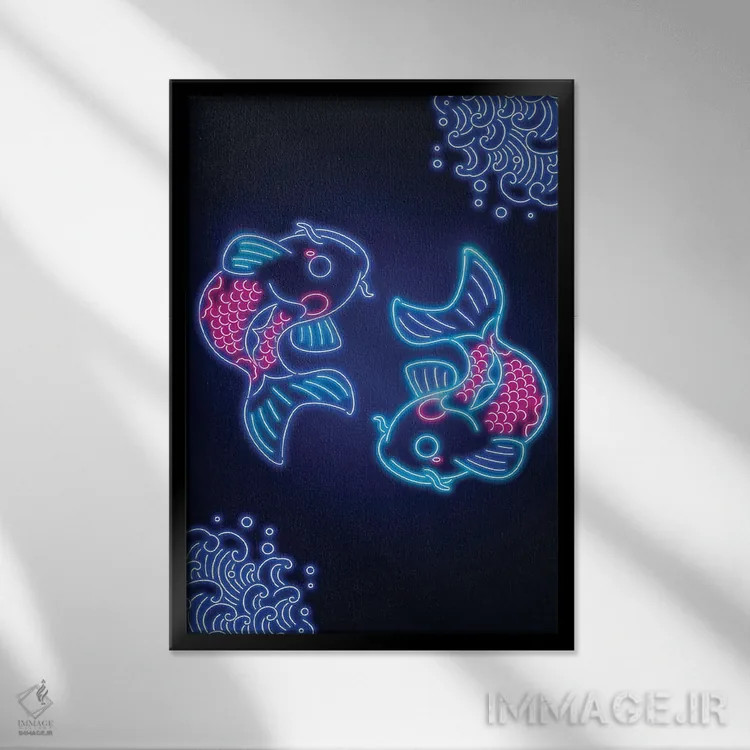 تابلو دکوراتیو کوی نئونی اثر دانی آرت - نمای قابدار مشکی