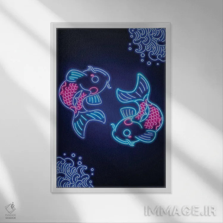 تابلو دکوراتیو کوی نئونی اثر دانی آرت - نمای قابدار سفید