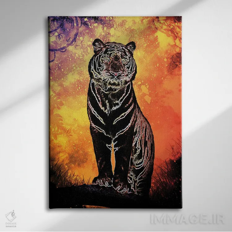تابلو دکوراتیو روح ببر اثر دانی آرت - نمای روبهرو روی دیوار