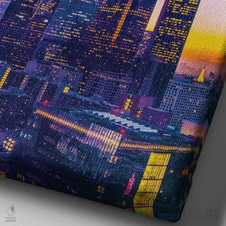 تابلو دکوراتیو غروب آفتاب در لس آنجلس اثر دانی آرت - نمای نزدیک بافت بوم