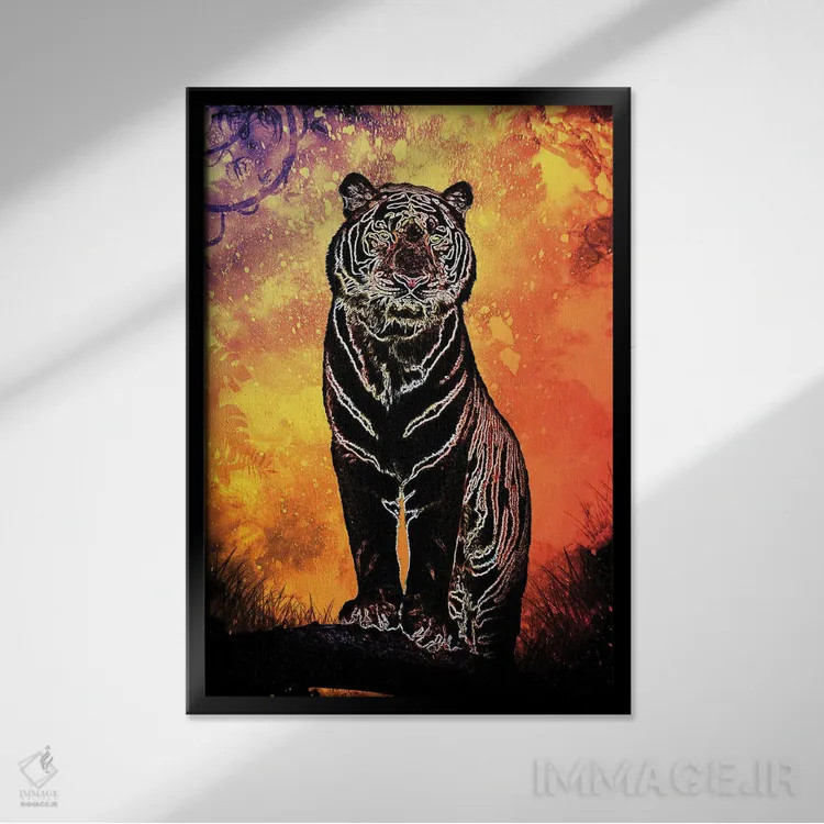 تابلو دکوراتیو روح ببر اثر دانی آرت - نمای قابدار مشکی