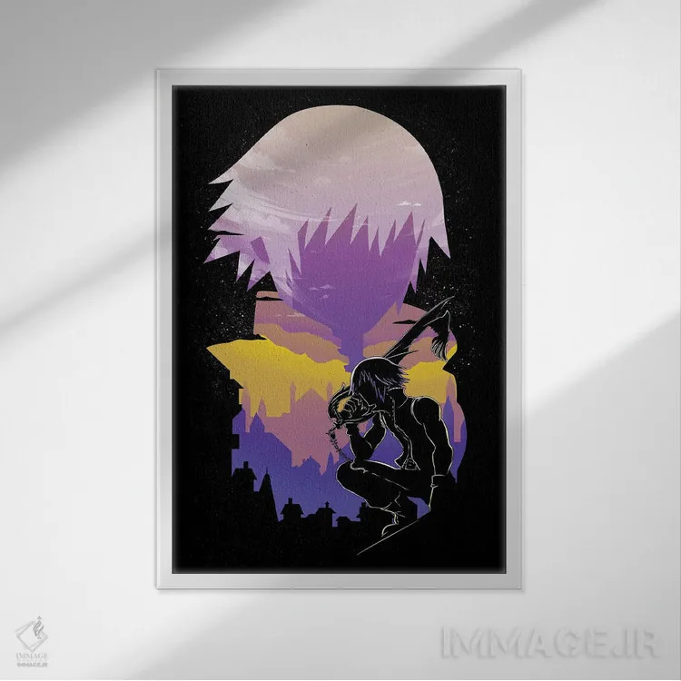 تابلو دکوراتیو نور و تاریکی اثر دانی آرت - نمای قابدار سفید