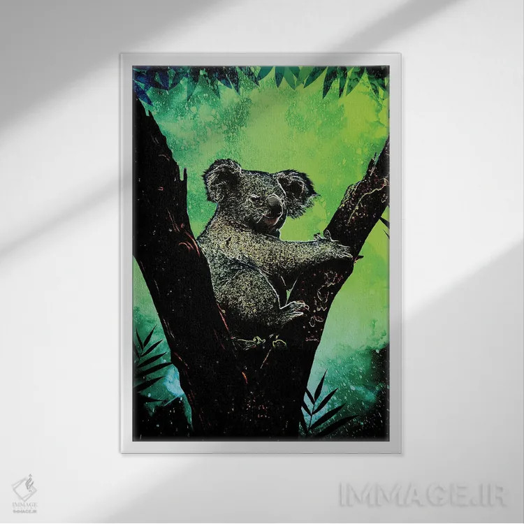 تابلو دکوراتیو روح کوآلا اثر دانی آرت - نمای قابدار سفید