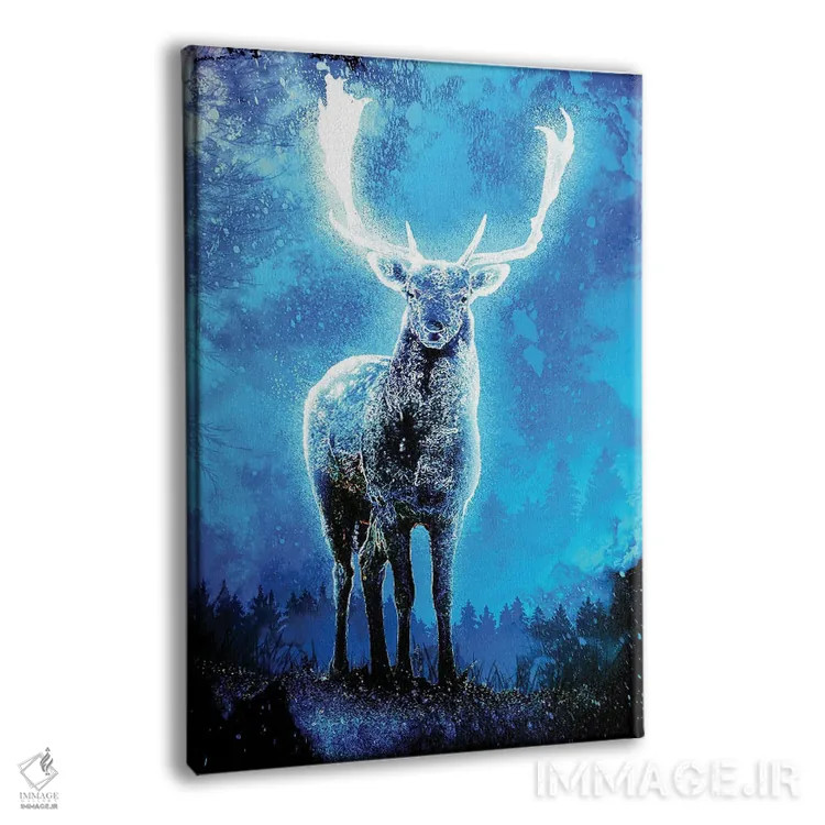 تابلو دکوراتیو روح گوزن نورانی اثر دانی آرت - نمای پرسپکتیو محصول