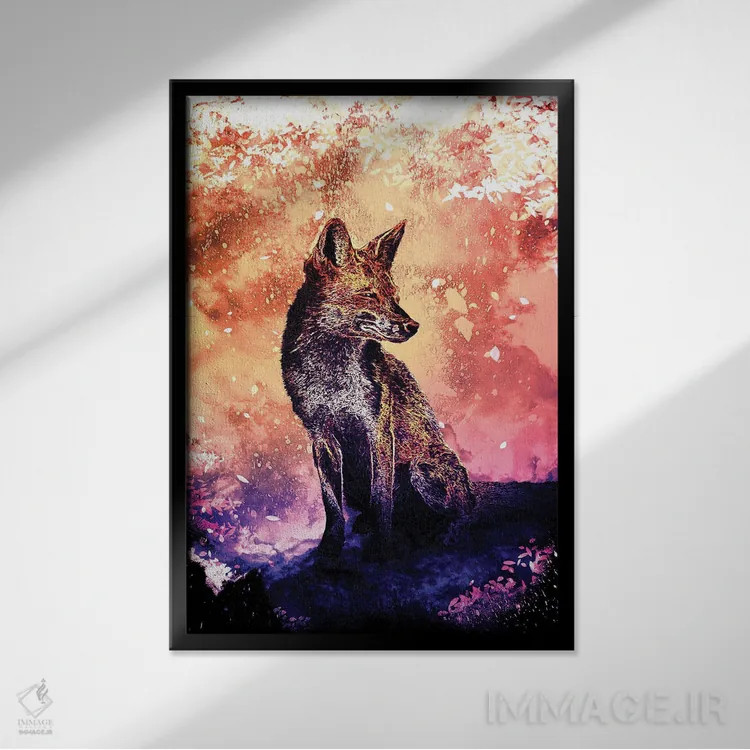 تابلو دکوراتیو روح روباه اثر دانی آرت - نمای قابدار مشکی