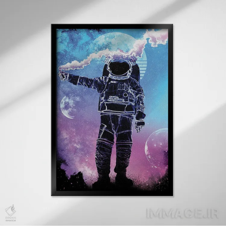 تابلو دکوراتیو روح فضانورد اثر دانی آرت - نمای قابدار مشکی