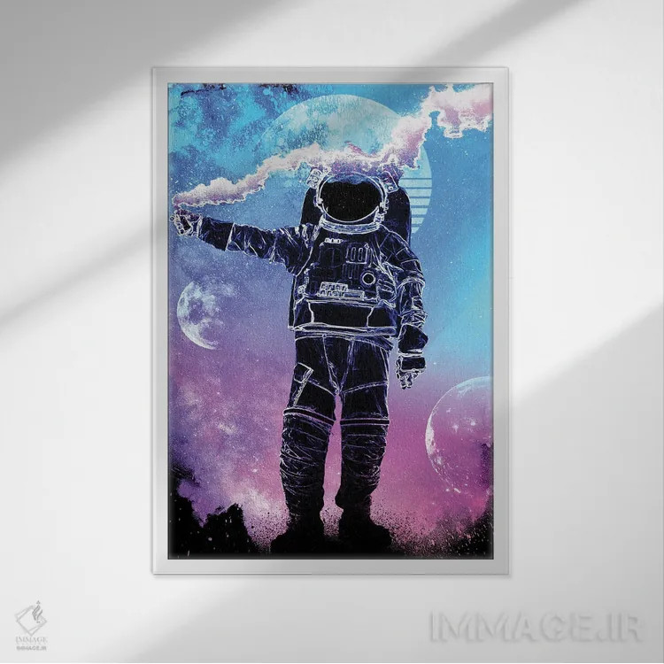 تابلو دکوراتیو روح فضانورد اثر دانی آرت - نمای قابدار سفید