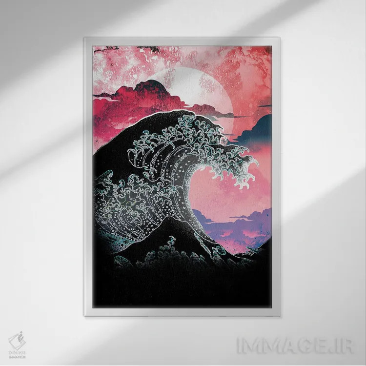 تابلو دکوراتیو روح موج بزرگ کلاسیک اثر دانی آرت - نمای قابدار سفید