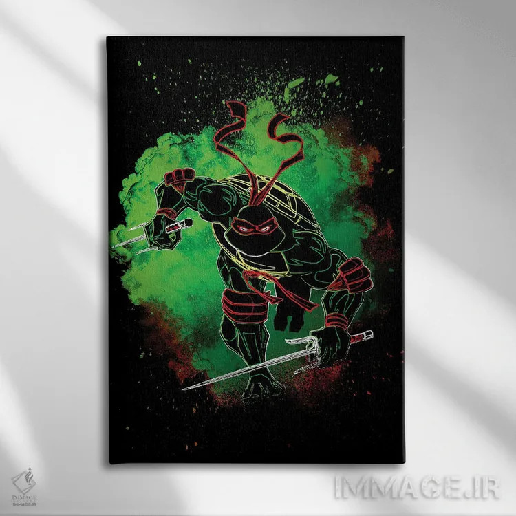 تابلو دکوراتیو روح لاک پشت قرمز اثر دانی آرت - نمای روبهرو روی دیوار