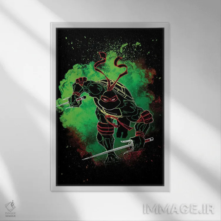 تابلو دکوراتیو روح لاک پشت قرمز اثر دانی آرت - نمای قابدار سفید