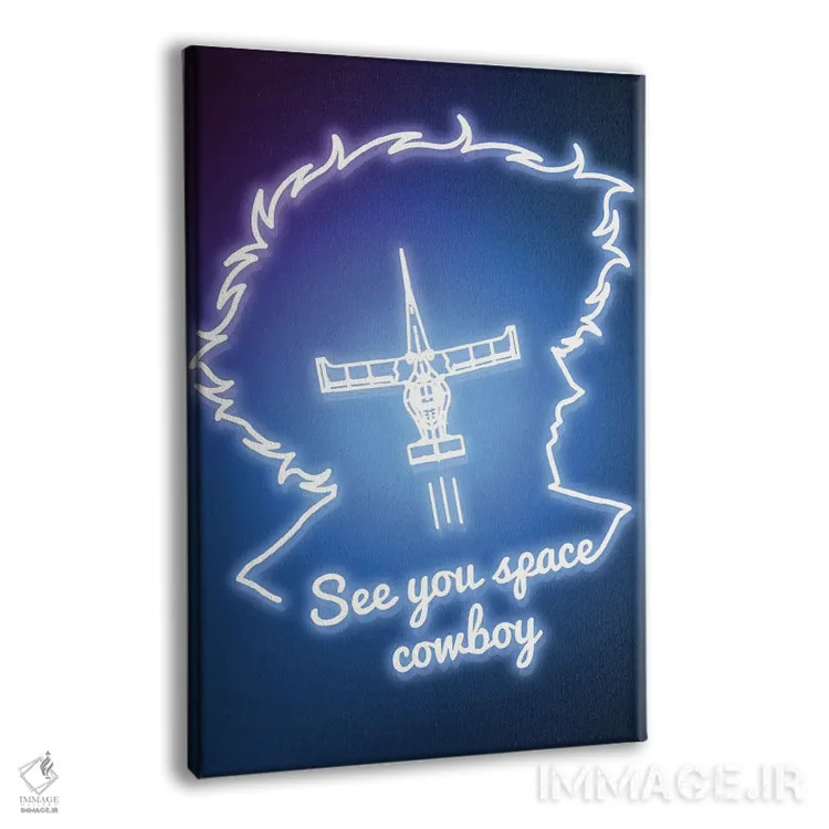 تابلو دکوراتیو کابوی فضایی نئونی اثر دانی آرت - نمای پرسپکتیو محصول