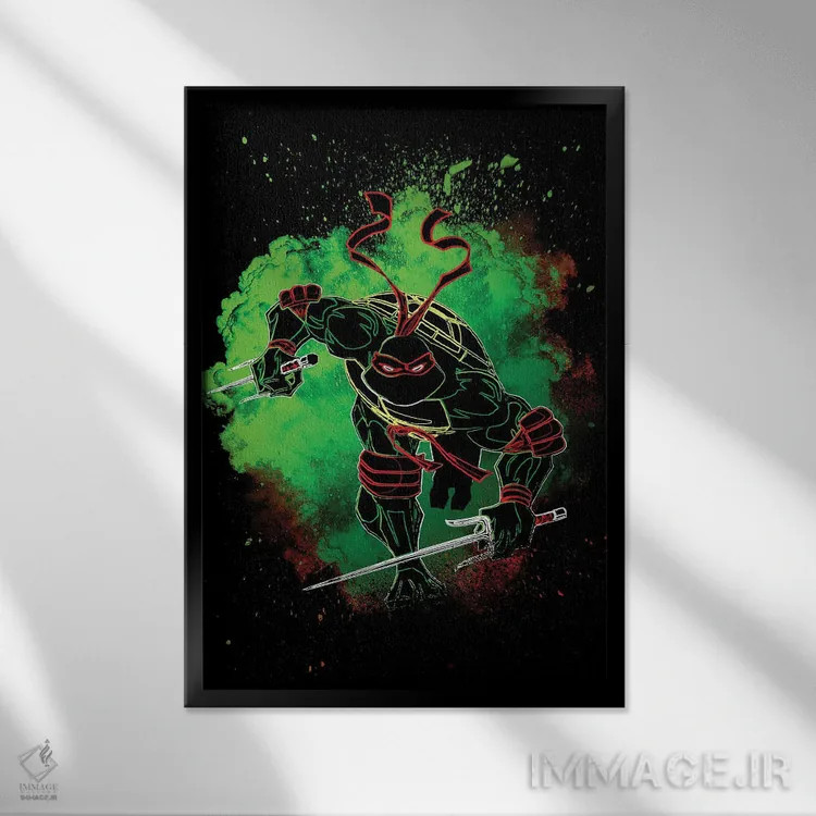 تابلو دکوراتیو روح لاک پشت قرمز اثر دانی آرت - نمای قابدار مشکی