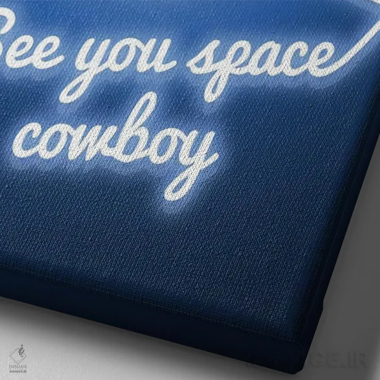 تابلو دکوراتیو کابوی فضایی نئونی اثر دانی آرت - نمای نزدیک بافت بوم