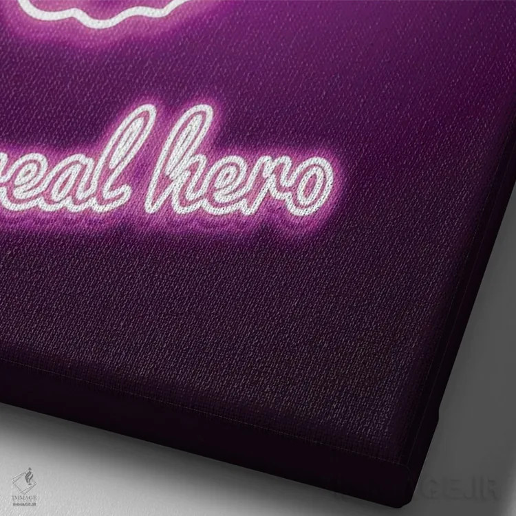 تابلو دکوراتیو قهرمان واقعی نئونی اثر دانی آرت - نمای نزدیک بافت بوم