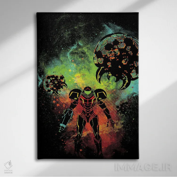 تابلو دکوراتیو هنر شکارچی فضایی اثر دانی آرت - نمای روبهرو روی دیوار