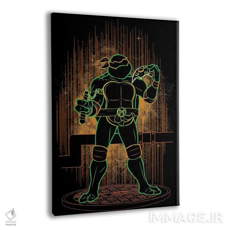 تابلو دکوراتیو سایه نینجای نارنجی اثر دانی آرت - نمای پرسپکتیو محصول