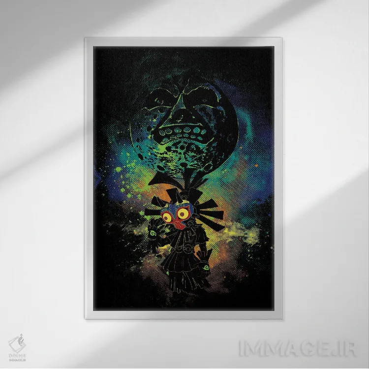 تابلو دکوراتیو هنر ماسک اثر دانی آرت - نمای قابدار سفید