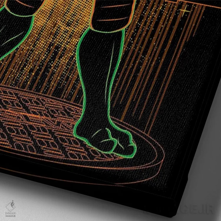 تابلو دکوراتیو سایه نینجای نارنجی اثر دانی آرت - نمای نزدیک بافت بوم