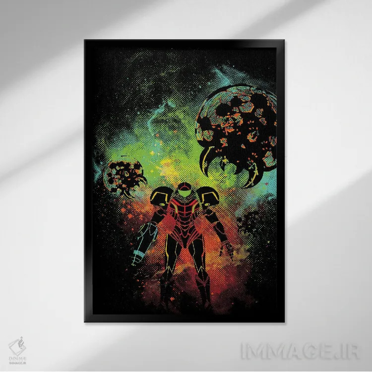 تابلو دکوراتیو هنر شکارچی فضایی اثر دانی آرت - نمای قابدار مشکی