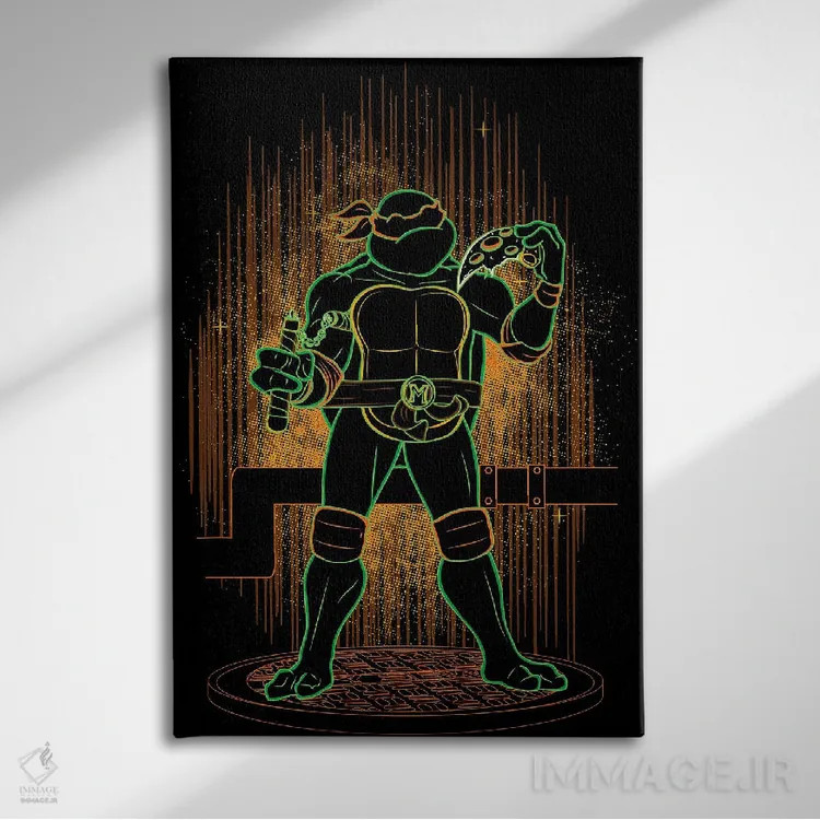 تابلو دکوراتیو سایه نینجای نارنجی اثر دانی آرت - نمای روبهرو روی دیوار