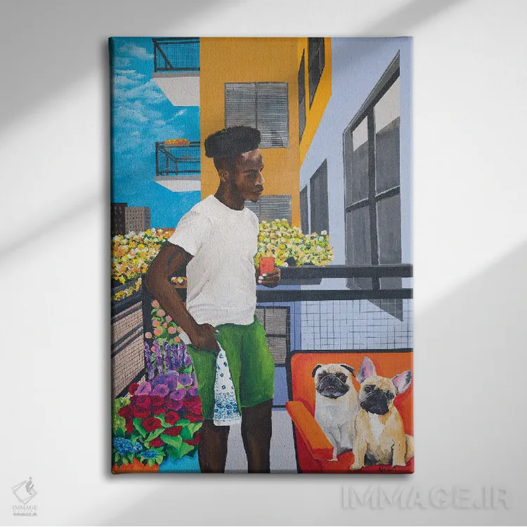 تابلو مدرن پسران بالکن اثر دن نلسون - نمای روبهرو روی دیوار