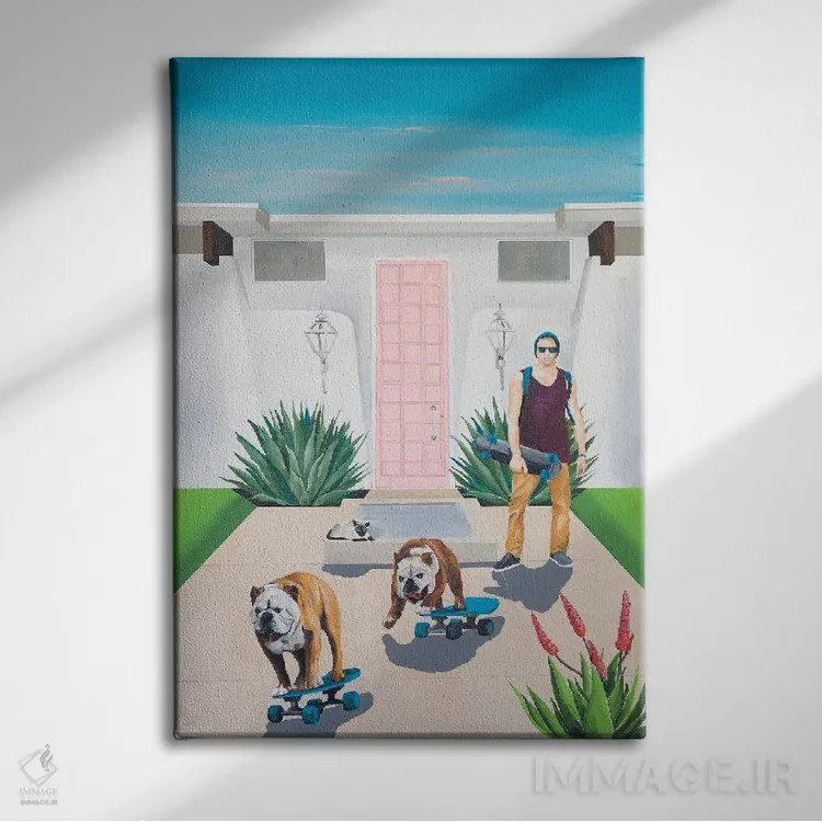 تابلو مدرن پسران اسکیت باز اثر دن نلسون - نمای روبهرو روی دیوار