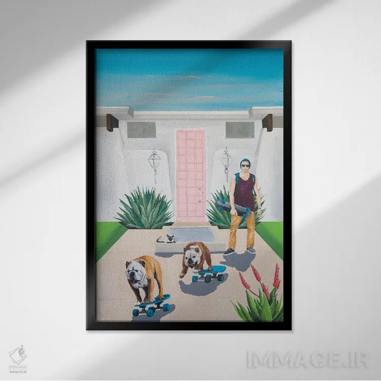 تابلو مدرن پسران اسکیت باز اثر دن نلسون - نمای قابدار مشکی