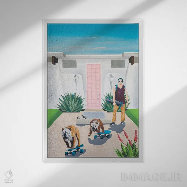 تابلو مدرن پسران اسکیت باز اثر دن نلسون - نمای قابدار سفید