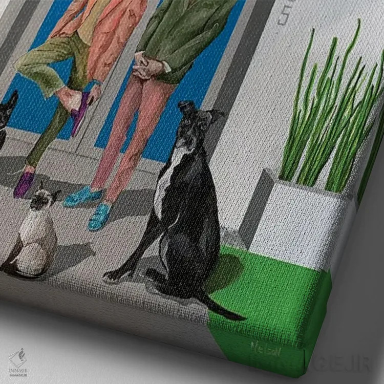 تابلو مدرن کار من نبود اثر دن نلسون - نمای نزدیک بافت بوم