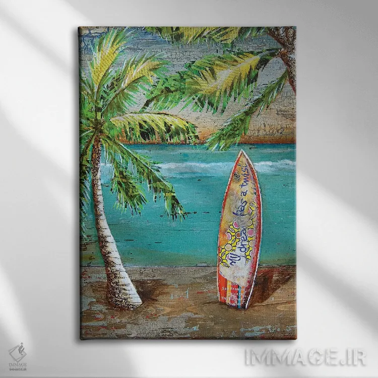 تابلو دکوراتیو زمان موج سواری اثر دنی فیلیپس - نمای روبهرو روی دیوار