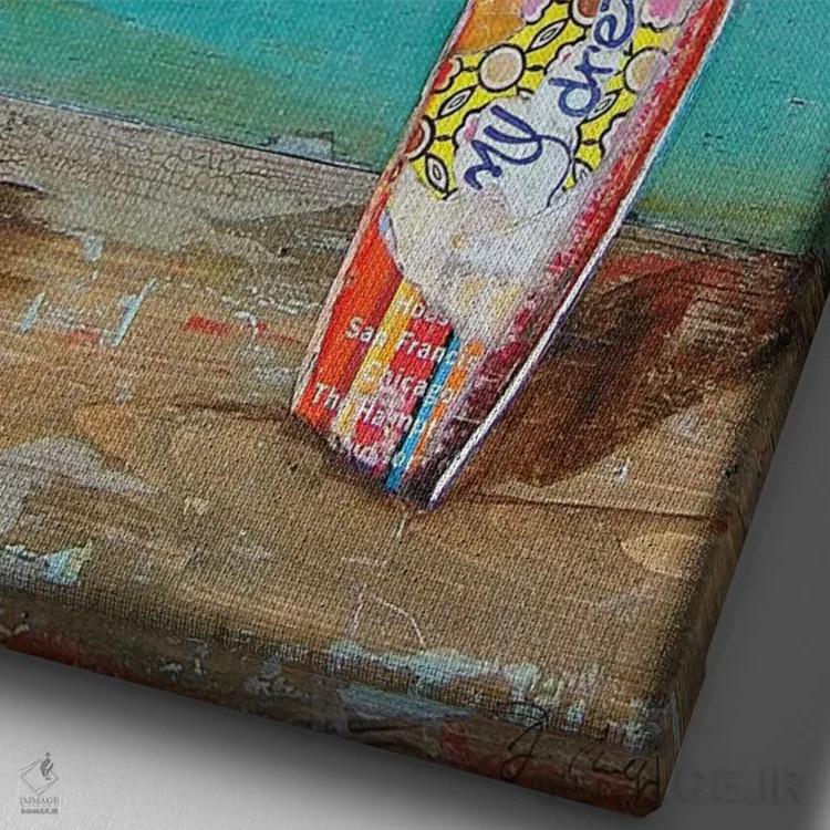 تابلو دکوراتیو زمان موج سواری اثر دنی فیلیپس - نمای نزدیک بافت بوم