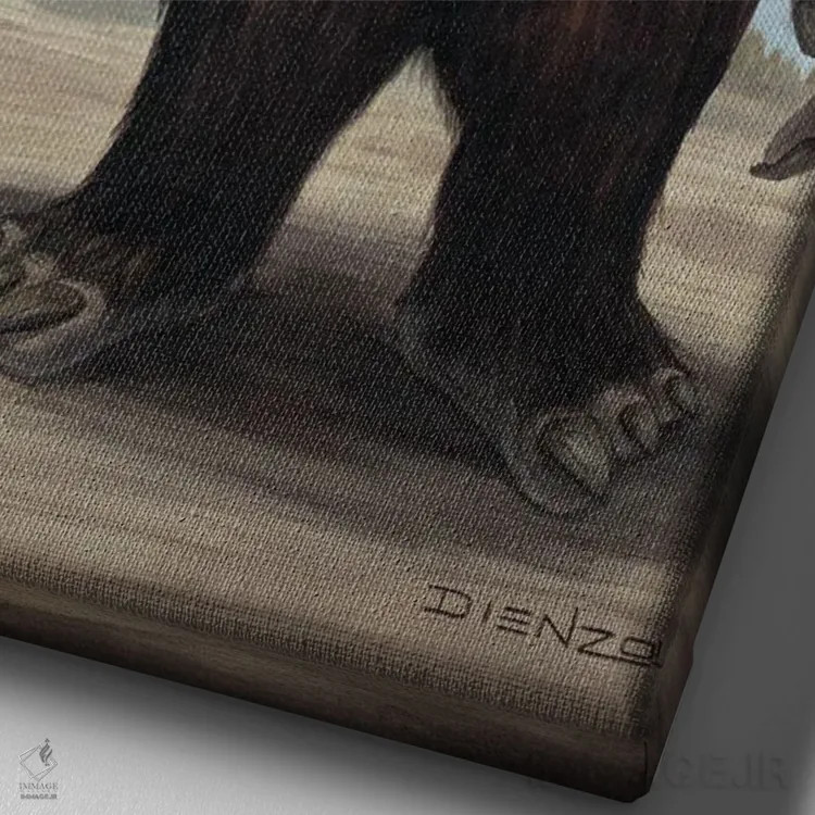 تابلو دکوراتیو جست وجوی لئونارد اثر دیینزو - نمای نزدیک بافت بوم