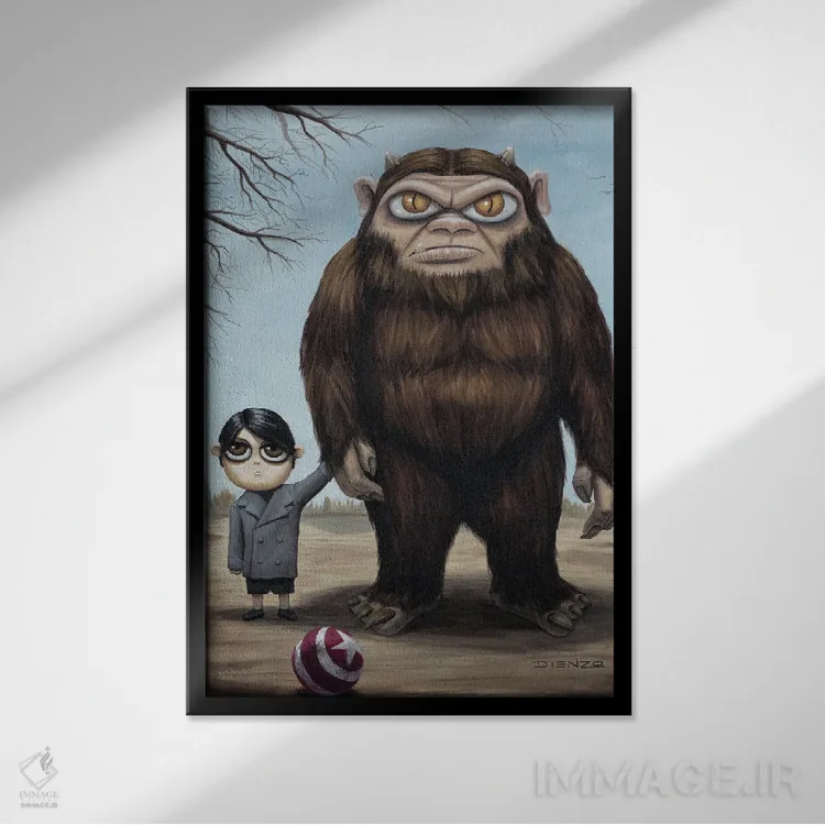 تابلو دکوراتیو جست وجوی لئونارد اثر دیینزو - نمای قابدار مشکی